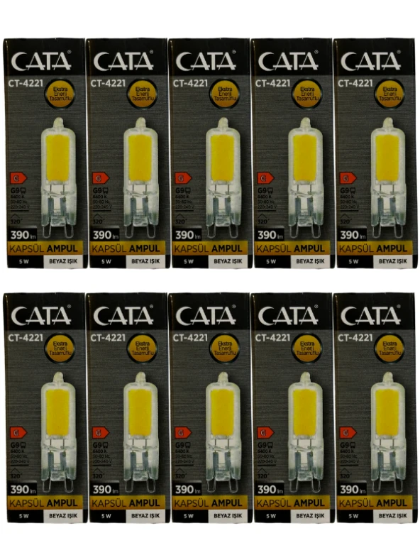 Cata CT-4221 5W 6400K (Beyaz) G9 Duylu Kapsül Led Ampul (10 Adet) ürün görseli 1