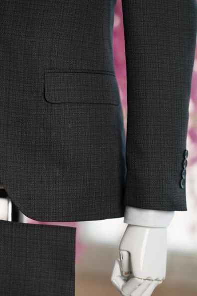Luigi Diberti Sivri Yaka Desenli Çift Yırtmaçlı Slimfit Yelekli Takım Elbise - 9