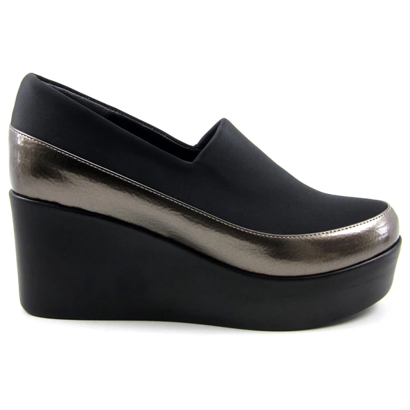 Erkan Saçmacı Sofia Platin Streç Yuvarlık Burun Dolgu Topuklu Günlük Ayakkabı - 2