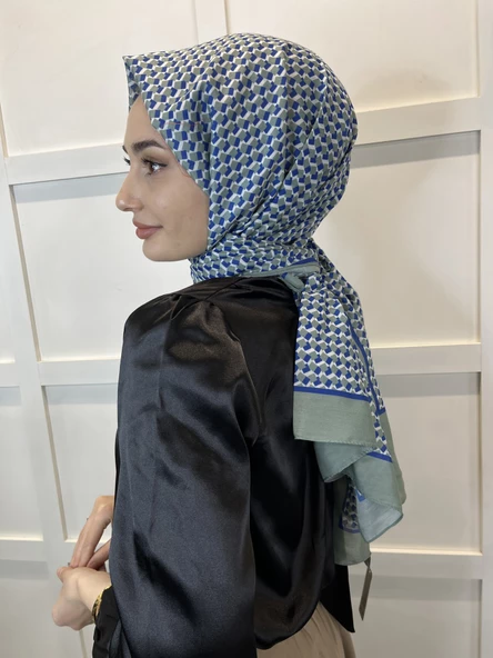 Siyane Scarf Pamuk Soft Şal, Geometrik Desen  01016  MİNT - 3