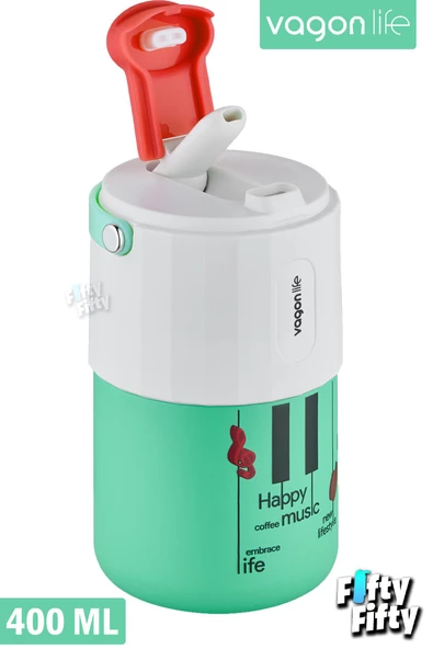 Vagonlife Tumbler 400 ML Kahve Bardağı/Mug Pipetli/Rahat İçim Paslanmaz Çelik Termos -Kulplu-FFVGN2050400ML - 4