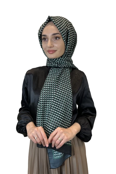 Siyane Scarf Pamuk Soft Şal, Geometrik Desen  01016  ZÜMRÜT ürün görseli