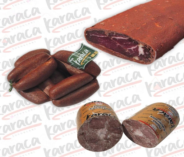 Karaca Yöresel Evlik Sucuk 750 Gr Bonfile Kuşgömü Pastırma 750 Gr Blok Dana Kavurma 750 Gr