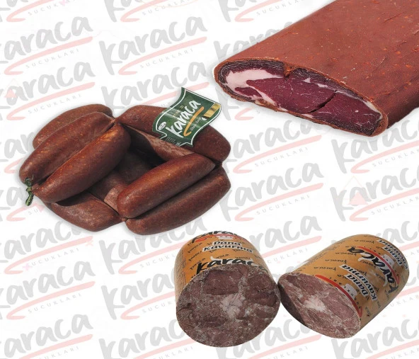 Karaca Yöresel Evlik Sucuk 750 Gr Tütünlük Çemensiz Pastırma 750 Gr Blok Dana Kavurma 750 Gr