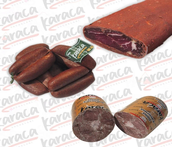 Karaca Yöresel Evlik Sucuk 750 Gr Bonfile Kuşgömü Çemensiz Pastırma 750 Gr Blok Dana Kavurma 750 Gr