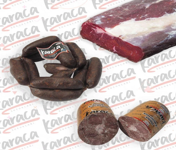 Karaca Yöresel İrişkin Sucuk 750 Gr Sıfır Çemensiz Pastırma 750 Gr Blok Dana Kavurma 750 Gr