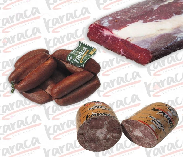 Karaca Yöresel Evlik Sucuk 1000 Gr Sıfır Çemensiz Pastırma 1000 Gr Blok Dana Kavurma 1000 Gr