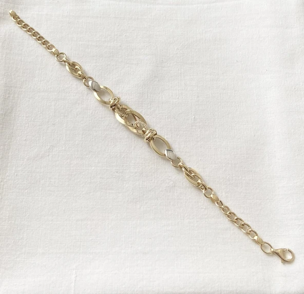 Çift Renkli Hallow Altın Bileklik - Resim 2