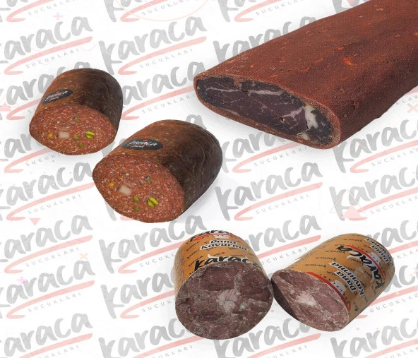 Karaca  Göden Antep Fıstıklı ve Hellim Peynirli Sucuk 1000 Gr Bonfile Kuşgömü Çemensiz Pastırma 1000 Gr Blok Dana Kavurma 1000 Gr