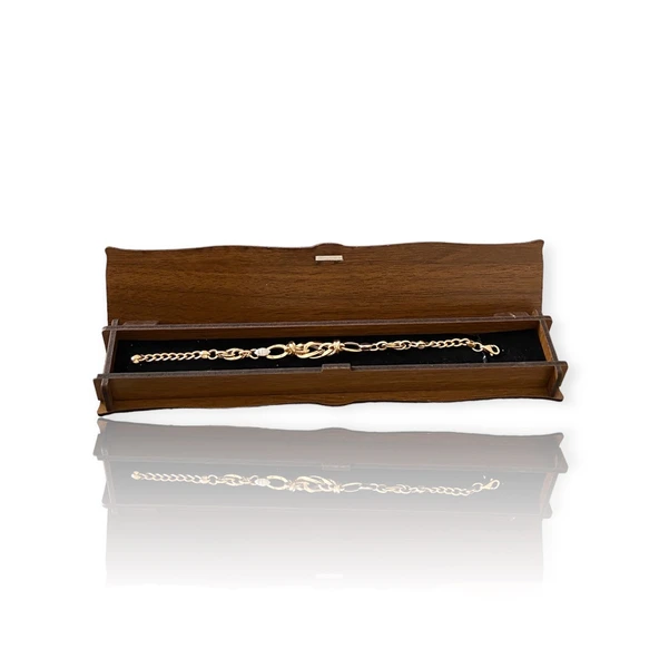 Çift Renkli Hallow Altın Bileklik - Resim 3