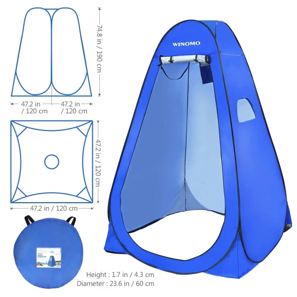 Portatif Otomatik Giyinme Duş Tuvalet Soyunma Çadırı  Çift Pencereli 120*120*190 cm - 3