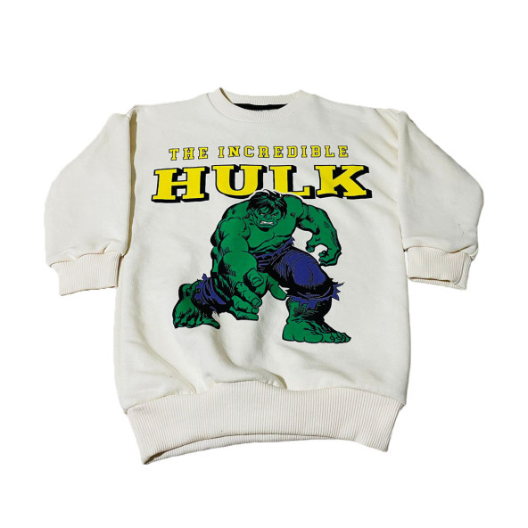 Hulk Baskılı Marvel Bej Erkek Çocuk Eşofman Pijama Alt Üst Takım - 2