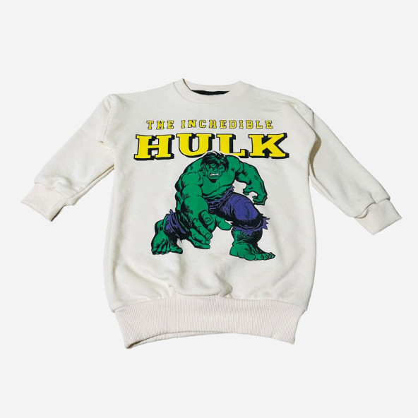 Hulk Baskılı Marvel Bej Erkek Çocuk Eşofman Pijama Alt Üst Takım - 3