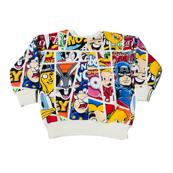 Çizgi Karakterli Krem Erkek Çocuk Eşofman Pijama Alt Üst Takımı - 2