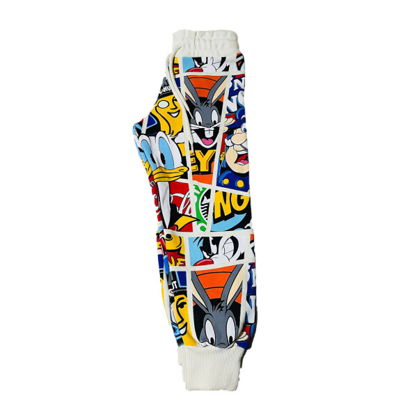 Çizgi Karakterli Krem Erkek Çocuk Eşofman Pijama Alt Üst Takımı - 3