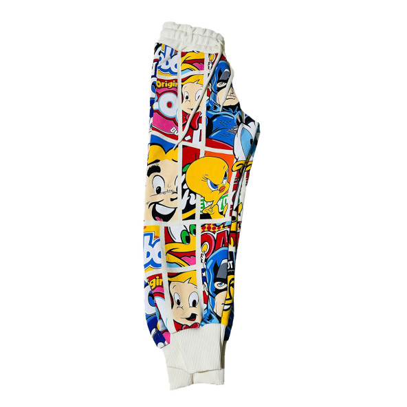 Çizgi Karakterli Krem Erkek Çocuk Eşofman Pijama Alt Üst Takımı - 4