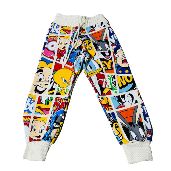Çizgi Karakterli Krem Erkek Çocuk Eşofman Pijama Alt Üst Takımı - 5