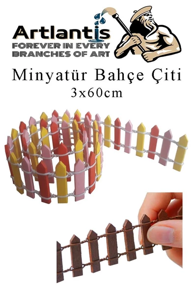 Mini Bahçe Çiti Renkli 3x60cm 1 Adet Dekoratif Minyatir Bahçe Çiti Okul Proje Teraryum Mini Ev Bahçe Çit - 3