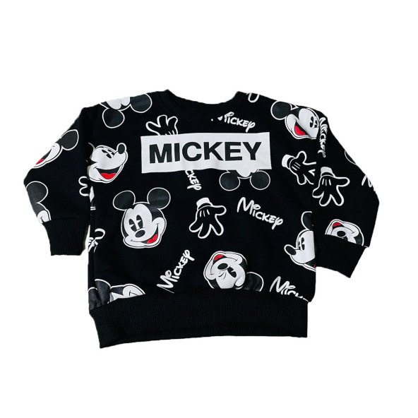 Mickey Mouse Çizgi Karakterli Siyah Erkek Çocuk Eşofman Pijama Alt Üst Takımı - 3