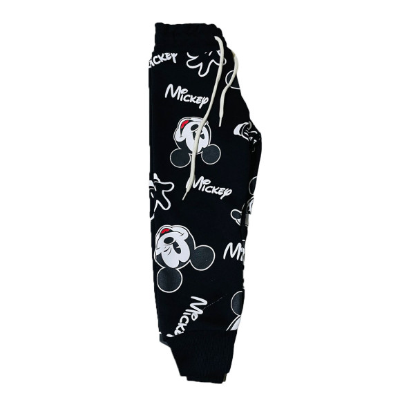 Mickey Mouse Çizgi Karakterli Siyah Erkek Çocuk Eşofman Pijama Alt Üst Takımı - 6