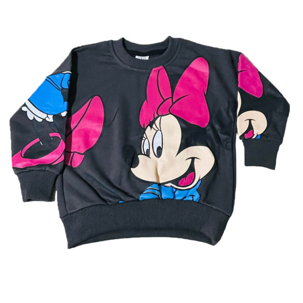 Minnie Mouse Çizgi Karakterli Antresit Kız Çocuk Eşofman Pijama Alt Üst Takımı - 2