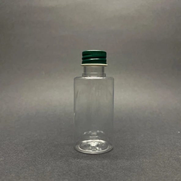 30 cc Pet Şişe Silindir Kısa - Yeşil Metal Kapaklı- 30ml Pet Şişe- x 10 Adet ürün görseli