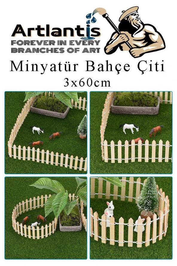 Mini Bahçe Çiti Sarı 3x60cm 2 Adet Dekoratif Minyatir Bahçe Çiti Okul Proje Teraryum Mini Ev Bahçe Çit - 4