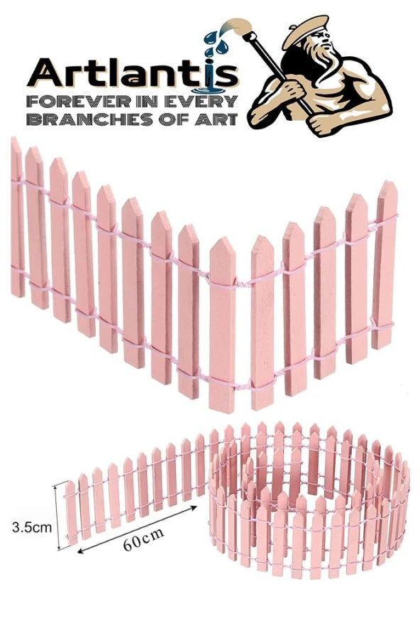 Mini Bahçe Çiti Kırmızı 3x60cm 2 Adet Dekoratif Minyatir Bahçe Çiti Okul Proje Teraryum Mini Ev Bahçe Çit - 2