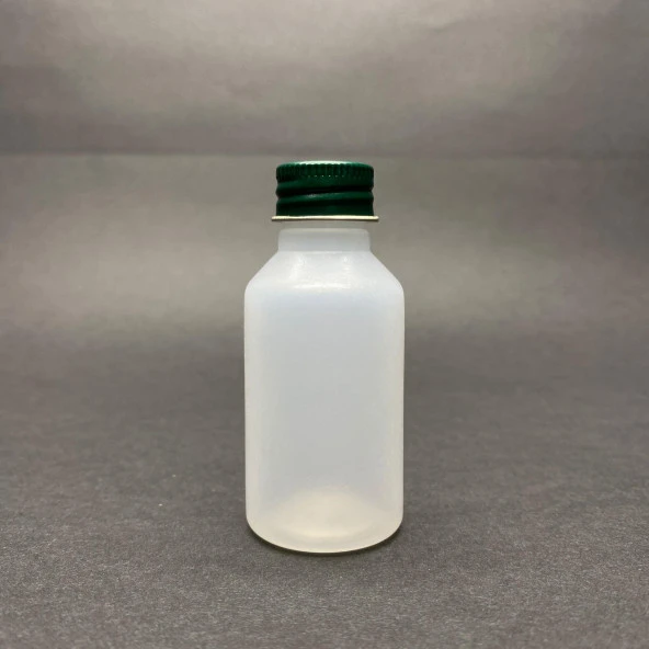 30 cc Naturel PE Şişe  - Yeşil Aluminyum  Kapaklı- 30ml PE Esnek Şişe- x 10 Adet ürün görseli