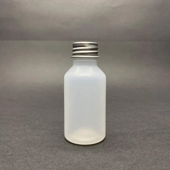 30 cc Naturel PE Şişe  - Gümüş Aluminyum  Kapaklı- 30ml PE Esnek Şişe- x 10 Adet