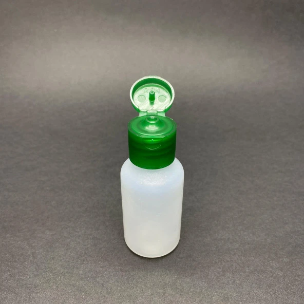 30 cc Naturel PE Şişe  - Yeşil Fliptop  Kapaklı- 30ml PE Esnek Şişe- x 10 Adet - Resim 2
