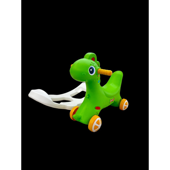 Sallanan Yeşil Dinazor Sallanan ve Tekerlekli Dino - Resim 3
