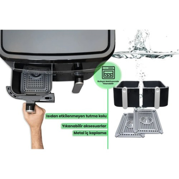 WIAMI KDF-5599DT 9 LT CIFT SEPET AIR FRYER - 3