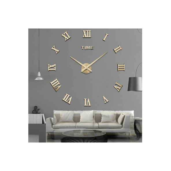 Dekoratif 3d Duvar Saati Pleksi Ayna Roma Rakamlı Büyük Boy Şık Ve Modern - 2