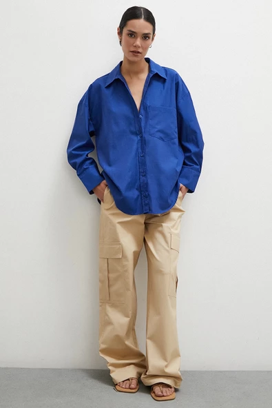 Poplin Gömlek Lacivert - Resim 4