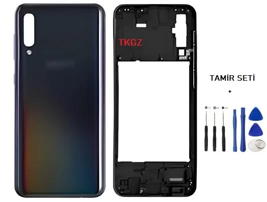 Samsung Galaxy A50  - SM-A505F FULL Kasa Arka Kapak Takım SİYAH - TAMİR SETİ