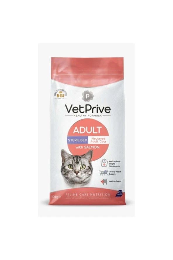 Vet Prive Sterilised Somonlu Yetişkin Kısırlaştırılmış Kedi Maması 10 Kg