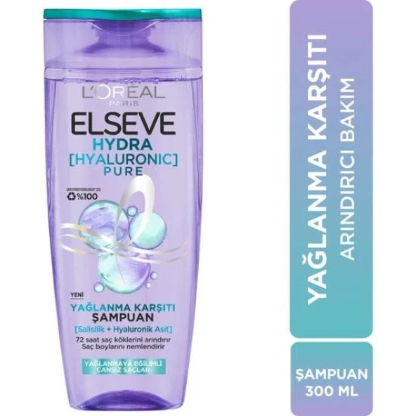 Loreal Elseve Şampuan Hyaluronic Pure Yağlanma Karşıtı 300 Ml
