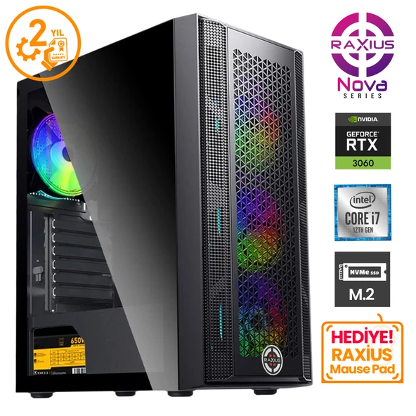 RaXius Nova G1 i7 3060-27FF08 i7-12700F 32GB 2TBSSD RTX3060 FreeDOS Gaming Masaüstü Bilgisayar - 2