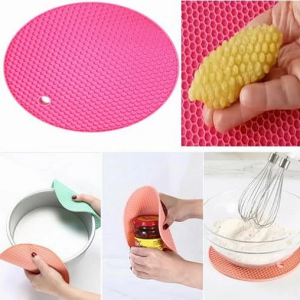 PEMBE SİLİKON NİHALE TENCERE ÇAYDANLIK ALTLIĞI - Resim 2