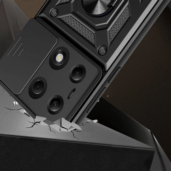 Vendas Xiaomi Redmi Note 13 Pro 4G Kılıf Magnetik Standlı Kamera Korumalı Zore Sürgülü Vega Kapak - 10