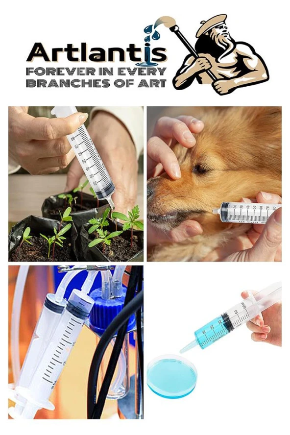 Plastik Şırınga Hortumlu Büyük 60 ml 1 Paket Sıvı Emme Enjektörü Okul Deney Evcil Hayvan Besleme - 6