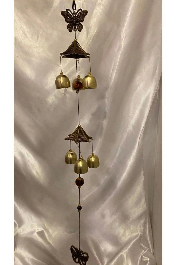 Deprem Zili Rüzgar Çanı Feng Sui 2 Lü Metal Çanlı Kelebek ürün görseli