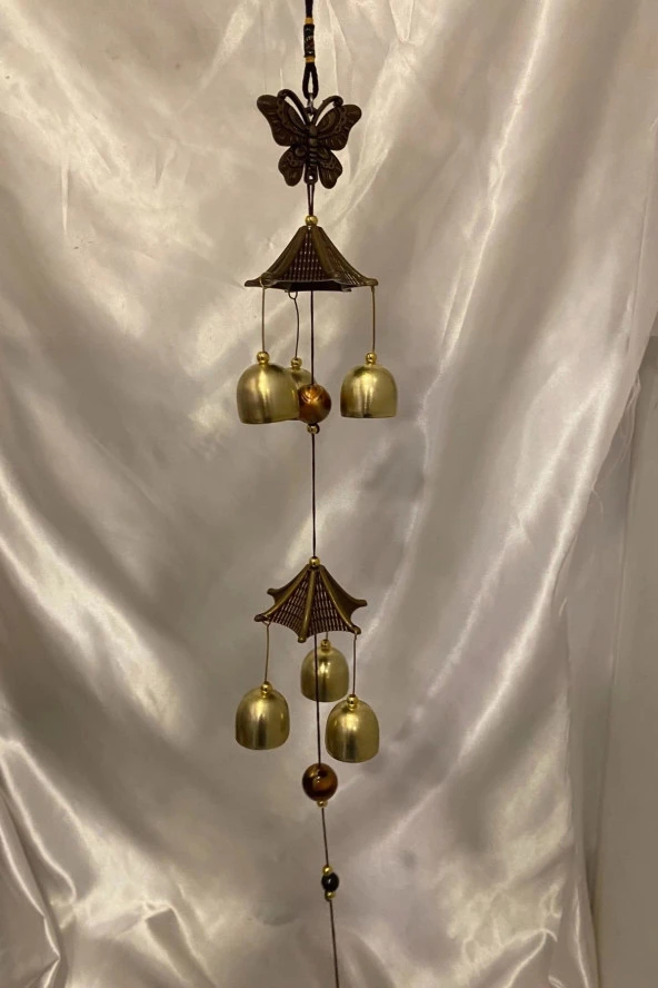 Deprem Zili Rüzgar Çanı Feng Sui 2 Lü Metal Çanlı Kelebek - Resim 2