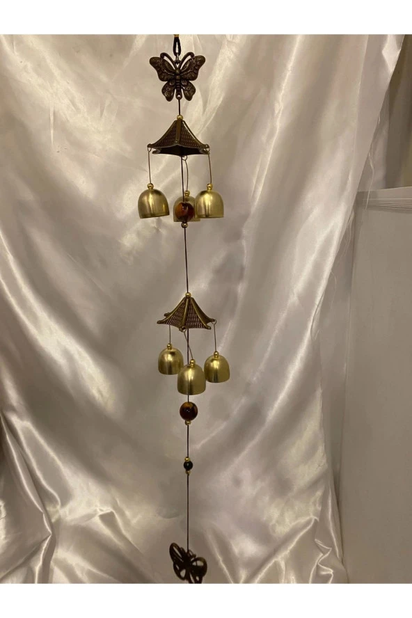 Deprem Zili Rüzgar Çanı Feng Sui 2 Lü Metal Çanlı Kelebek - Resim 5