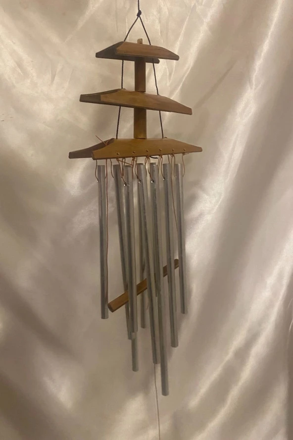 Deprem Zili Çanı Rüzgar Çanı Zili Feng Shui Ejderha Yılı Koruma Şık Borulu Bambu Katlı Pagoda - Resim 5