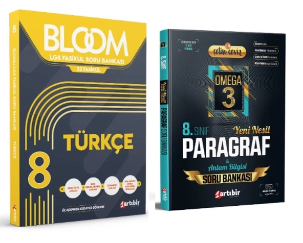 ARTIBİR YAYINLARI 8. Sınıf Bloom Türkçe + Çetin Ceviz Omega 3 Paragraf Soru Bankası (2 Kitap)