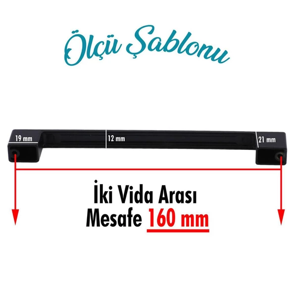 10 Adet Gölcük Düz Siyah Mobilya Mutfak Dolap Çekmece Dolabı Metal Kulpu Kulbu Kulpları 160 mm - 2