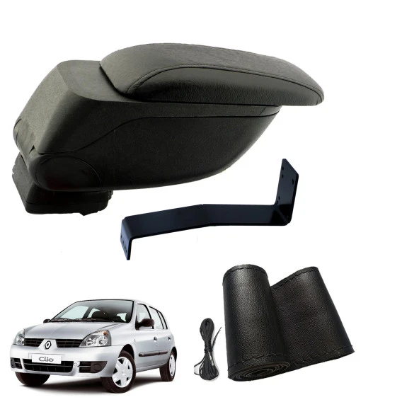 3 Tıkla Eko Set Renault Clio II 2004 Geniş Hacimli  Delmesiz Çelik Ayaklı  Kolçak ve Direksiyon Kılıfı