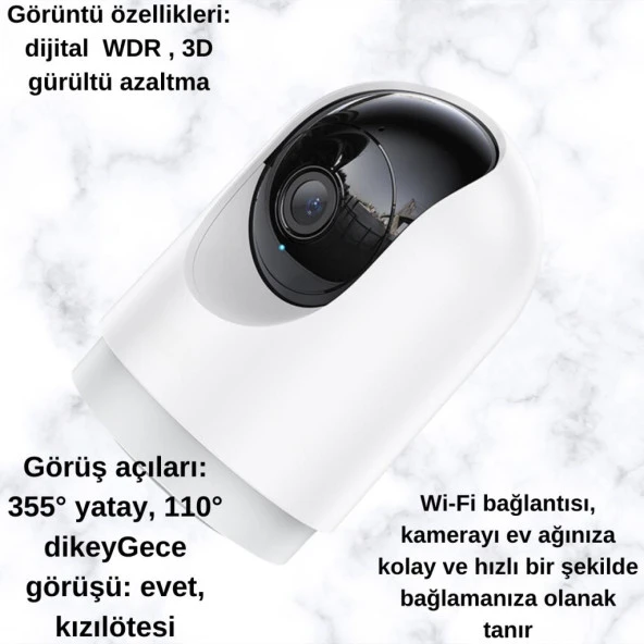 Polham HC Full HD Gece Görüşlü Wifi Bağlantılı CCTV-PTZ İç Mekan Ses Görüntü Güvenlik Kamerası, İP65 - 4